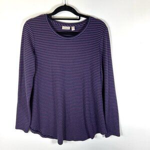 LOGO‎ Layers Lori Goldstein ribbed M Knit long sleeve striped shirt Purple